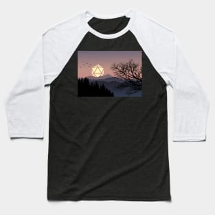 Mountain Birds Sunset D20 Dice Sun Tabletop RPG Maps and Landscapes Baseball T-Shirt